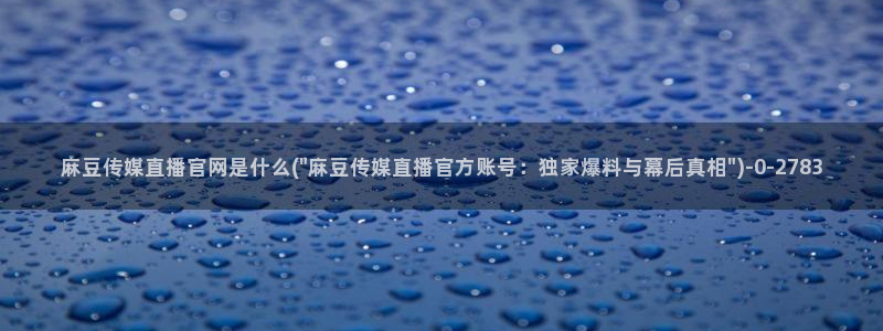麻豆 最新最新：麻豆传媒直播官网是什么(\